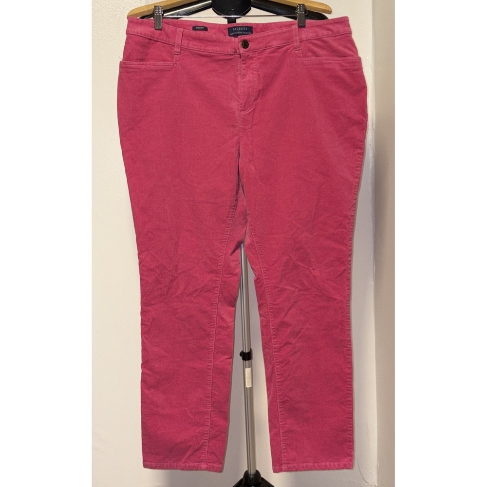 Talbots Heritage Corduroy Straight Pants Size 18W Pink Cotton Blend